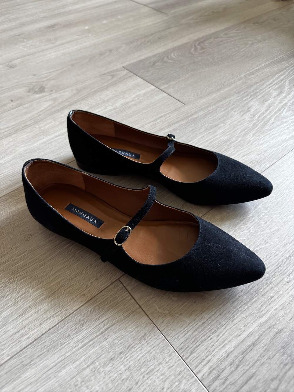 Margaux Black Pointed Mary Jane Flats